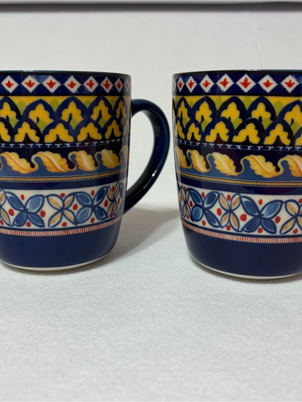 Williams Sonoma Blue Mediterranean Tile Mugs Set of 2